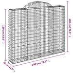 vidaXL Panier de gabions arqué 200x30x160/180 cm Fer galvanisé