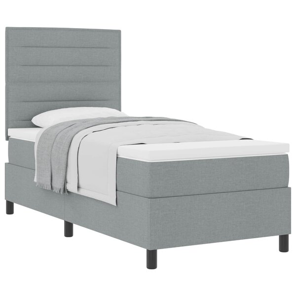 vidaXL Lit à ressorts avec matelas Gris clair 90 x 200 cm tissu