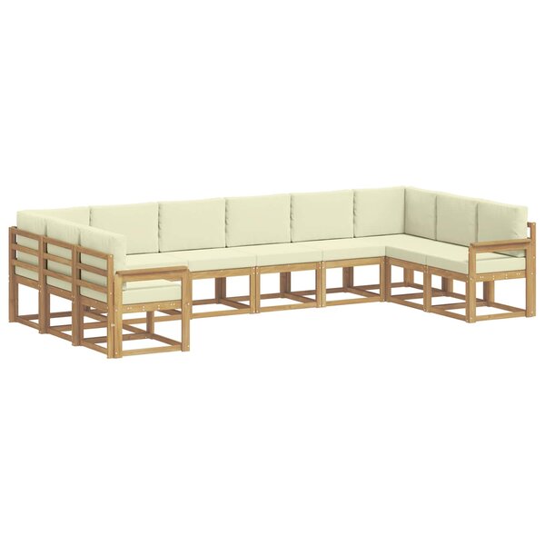 vidaXL Ensemble de canapés d'extérieur 10 pc Blanc et crème