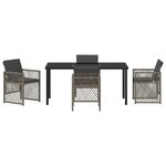 Ensemble de salle à manger de jardin de 5 pièces avec coussins Gris Poly Rattan