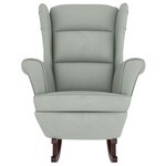vidaXL Fauteuil à bascule à oreilles en velours gris clair bois massif