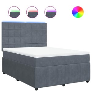 vidaXL Sommier à lattes de lit et matelas Gris foncé 160x200cm Velours
