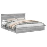 vidaXL Lit de Rangement Gris Sonoma 200 x 200 cm Bois d'ingénierie