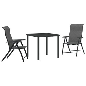vidaXL Set de jardin 3 pièces gris rotin PE