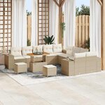vidaXL Ensemble de canapé de jardin 13 Pièces Beige polyrotin