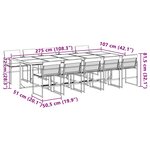 vidaXL Ensemble à manger de jardin avec coussins 11Pièces blanc textilène