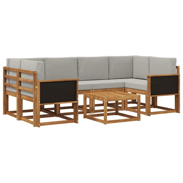 vidaXL Ensemble de canapés d'extérieur 5 pc Naturel et gris clair