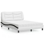 vidaXL Lit avec matelas blanc et noir 140x190 cm similicuir