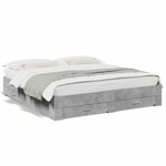 vidaXL Cadre de lit avec tiroirs sans matelas gris béton 180x200 cm