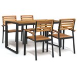vidaXL Ensemble à manger de jardin 5 Pièces bois d'acacia massif et métal