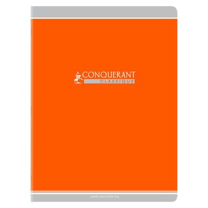 Cahier conquérant classique agrafé 24 x 32 cm 96P 90G grands carreaux orange CONQUÉRANT