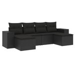 vidaXL Salon de jardin 6 Pièces avec coussins noir résine tressée