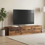 vidaXL Meuble TV 147 x 34 5 x 27 cm Bois ancien Bois d'ingénierie