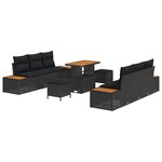 vidaXL Ensemble de canapé de jardin 9 Pièces Noir 90 x 55 x 71 cm