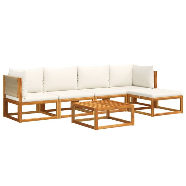 vidaXL Salon de jardin avec coussins 6 Pièces bois d'acacia solide