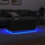 vidaXL Table basse avec lumières LED chêne noir 90x49x40 cm