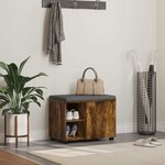 vidaXL Banc d'entrée avec coussin Uni Chêne fumé 60 x 38 x 46 cm