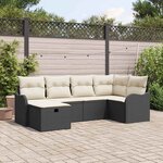 vidaXL Ensemble de canapé de jardin avec coussin 6 Pièces Noir et crème