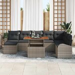 vidaXL Ensemble de canapé de jardin 9 Pièces Gris Poly rotin
