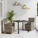 vidaXL Ensemble de salle à manger pour jardin 3 Pièces Gris polyrotin
