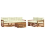 vidaXL Ensemble de canapés d'extérieur 6 pc Naturel et Crème