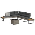 vidaXL Salon de jardin avec coussins 2Pièces gris résine tressée et verre