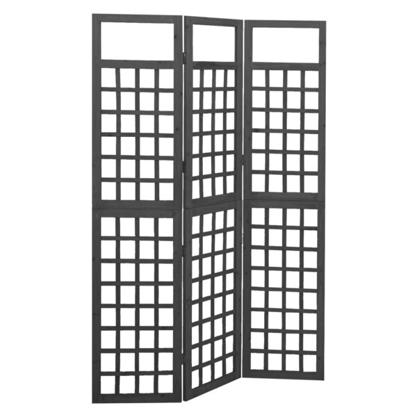 vidaXL Cloison de séparation à 3 panneaux Bois de pin Noir 121x180 cm