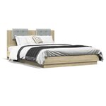 vidaXL Cadre de lit tête de lit et lumières LED chêne sonoma 140x200cm