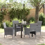 vidaXL Set de jardin de 5 pièces en poly rattan gris