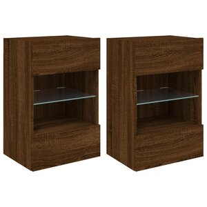 vidaXL Meubles TV muraux lumières LED 2 Pièces chêne marron 40x30x60 5 cm
