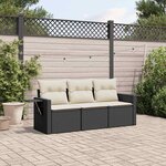 vidaXL Salon de jardin 3 Pièces avec coussins noir résine tressée