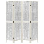 vidaXL Cloison de séparation 4 panneaux blanc bois de paulownia massif