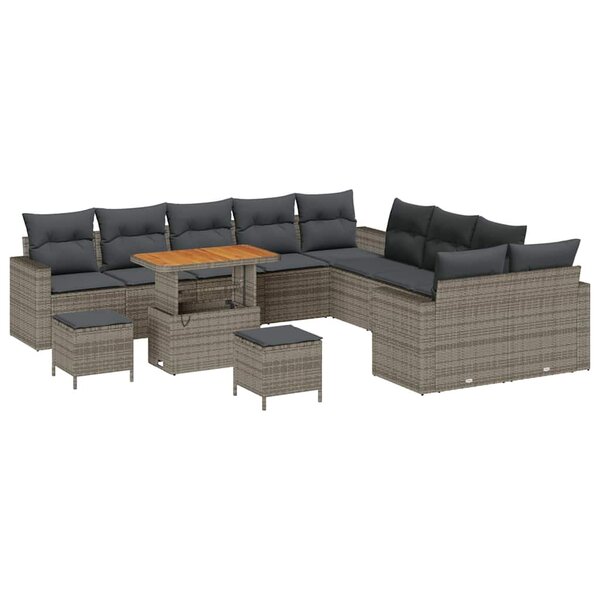 vidaXL Ensemble de canapé de jardin 13 Pièces Gris 90 x 55 x 71 cm