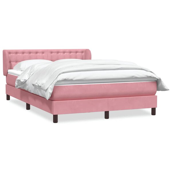 vidaXL Sommier à lattes de lit avec matelas rose 140x220 cm velours
