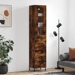vidaXL Buffet haut Chêne fumé 34 5x34x180 cm Bois d'ingénierie