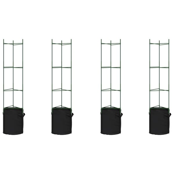 vidaXL Cages à tomates avec sacs à plantes 4 Pièces 154 cm acier et PP