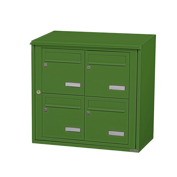Bloc collectif leabox.com  2x2  grade 3  simple face  Extérieur  fixation murale  Vert mai RAL 6017 finition brillante