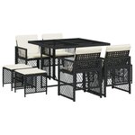 vidaXL Ensemble à manger de jardin 9Pièces coussins noir résine tressée
