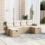 vidaXL Salon de jardin avec coussins 6 Pièces beige résine tressée