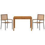 Ensemble de salle à manger de jardin 3 pièces vidaXL Gris poly rattan acacia