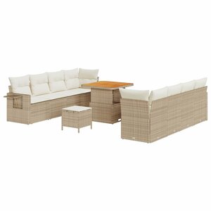 vidaXL Ensemble de canapé de jardin 11 Pièces Beige et crème polyrotin