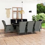 vidaXL Ensemble à manger d'extérieur et coussins 9 Pièces résine tressée