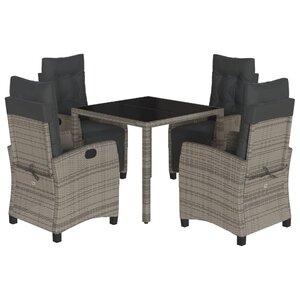 vidaXL Ensemble à manger de jardin 5 Pièces coussins gris résine tressée
