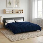 vidaXL Duvet d'été simple Matelassé Bleu foncé 220 x 260 cm Microfibre