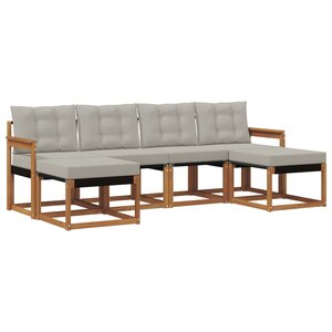 vidaXL Ensemble de canapés d'extérieur 6 pc Gris Naturel et Clair