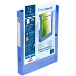 Boîte de classement Kreacover® A4 avec fermeture par bouton pression et pochette frontale transparente, 240 x 330 x 40 mm, polypropylène chromaline, transparent, bleu