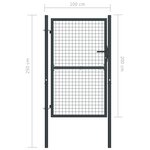 vidaXL Portail en maille de jardin Acier galvanisé 100 x 250 cm Gris