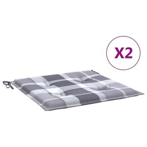 vidaXL Coussins de chaise de jardin lot de 2 carreaux gris 40x40x3 cm