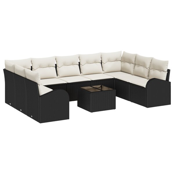 vidaXL Ensemble de canapés de jardin 9 pièces avec coussins brun en rattan synthétique