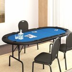 vidaXL Table de poker pliable 10 joueurs Bleu 207x106x76 cm